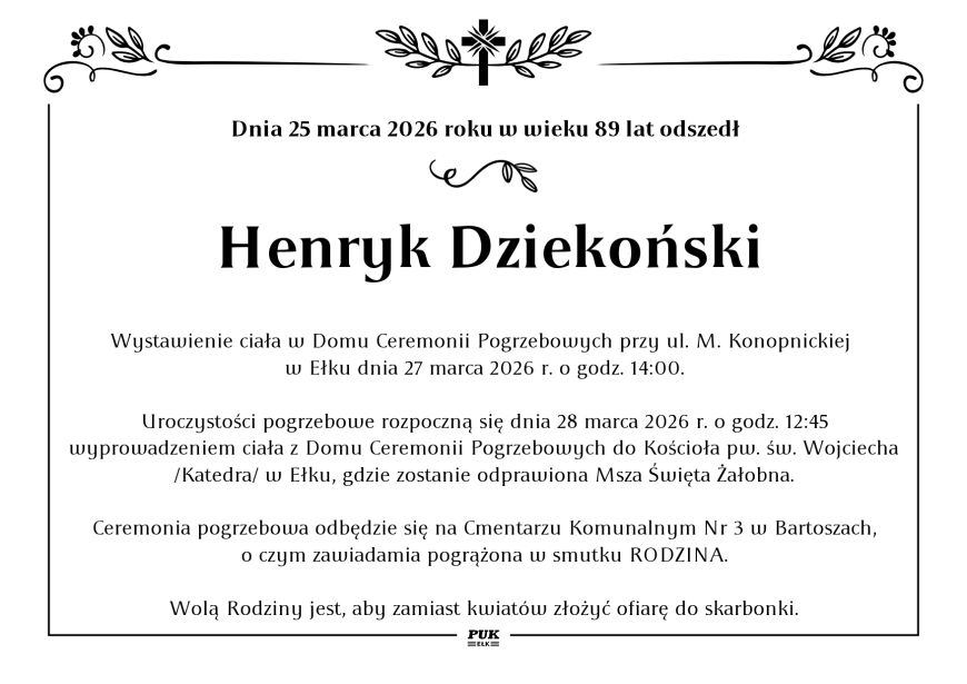 Henryk Dziekoński - nekrolog